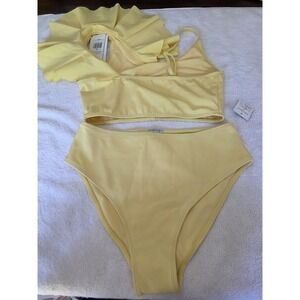NWT Habitual Kids 14 Byanca Asymmetrical Bikini Top & Bottom Yellow 128464